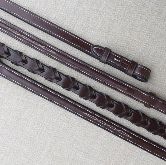 Black Oak 5/8" Square Raised Fancy Laced Reins